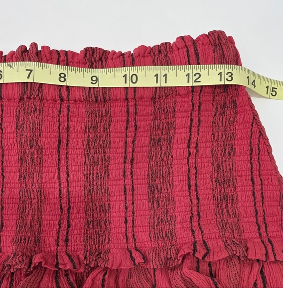 Sundry Anthropologie Skirt Women's Tiered Skater Ruffle Red Size 2 New - Picture 4 of 5